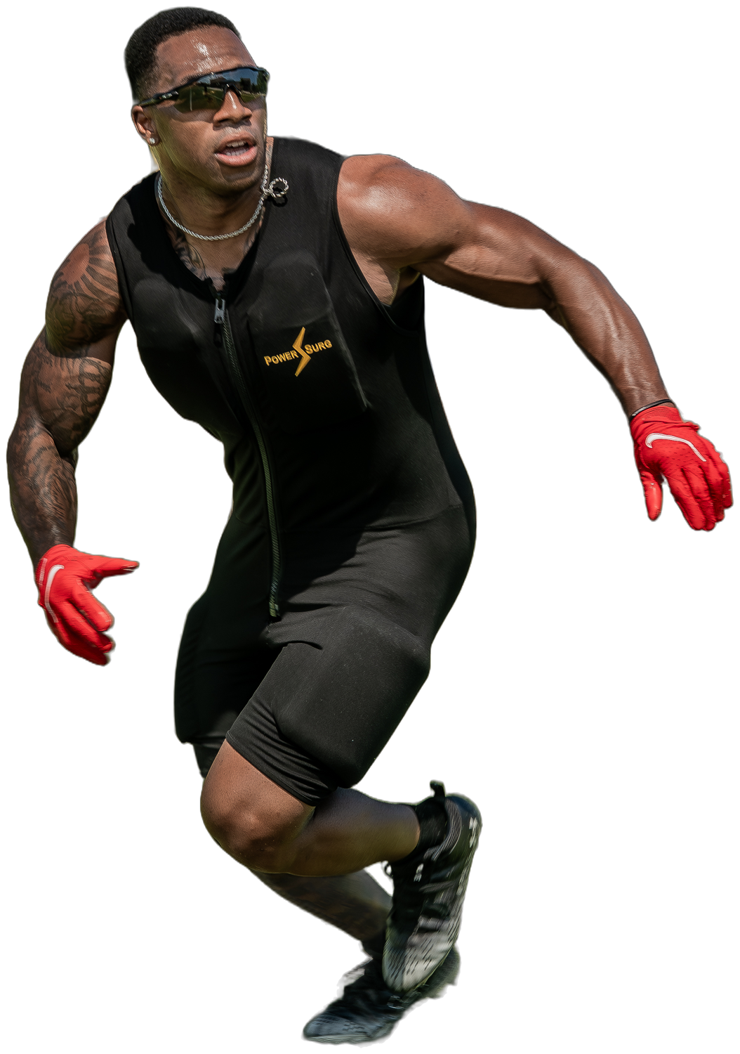 Athlete sprinting in the PowerSuit